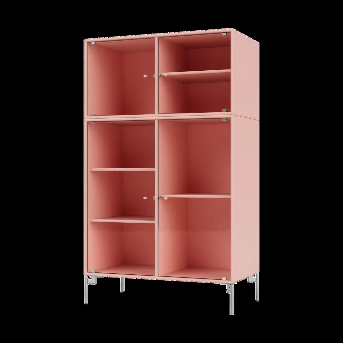 Montana Ripple III Vitrinenschrank 69,6x117,6x38 cm Ruby-Beine chrome