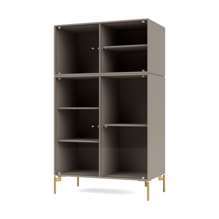 Ripple III Vitrinenschrank 69,6x117,6x38 cm - Truffle-Beine brass - Montana