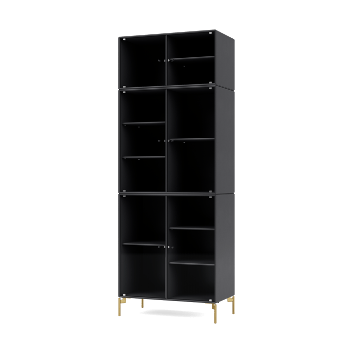 Ripple IV Vitrinenschrank 69,6x187,2x38 cm - Anthracite-Beine brass - Montana