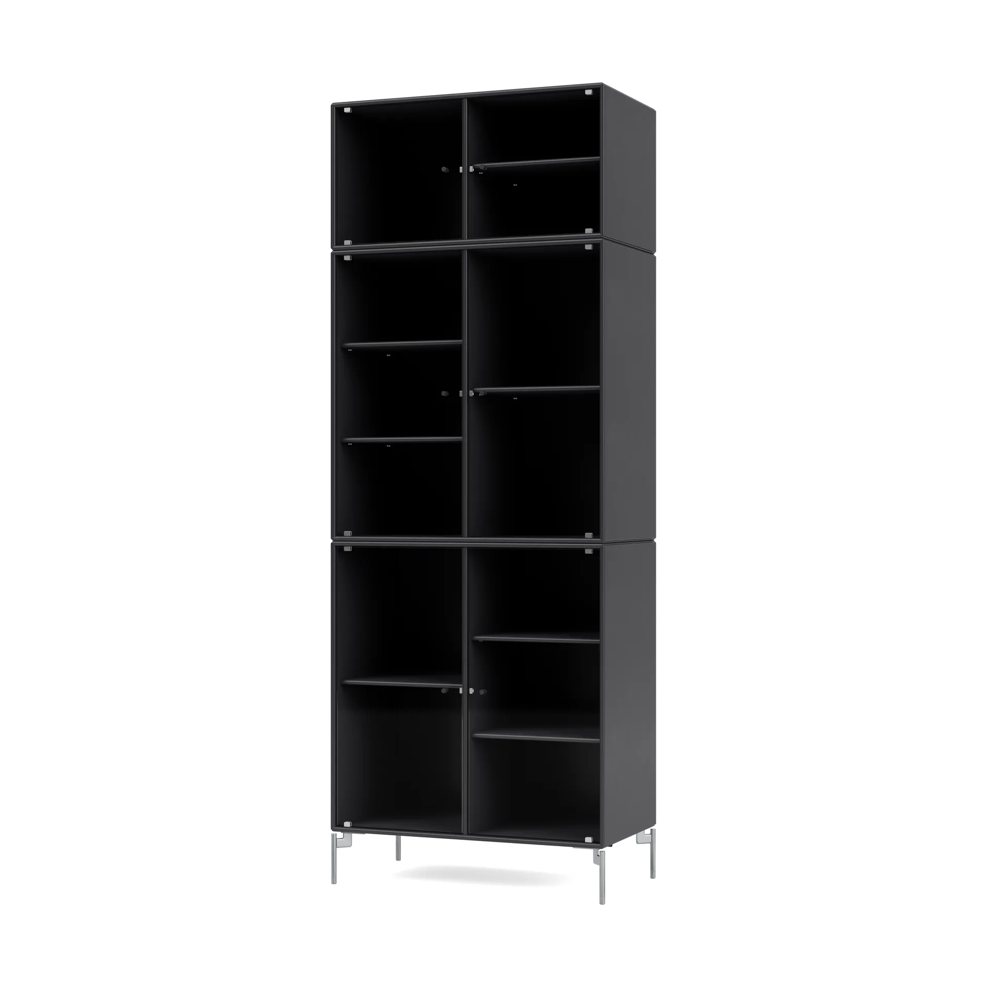 Ripple IV Vitrinenschrank 69,6x187,2x38 cm, Anthracite-Beine chrome Montana