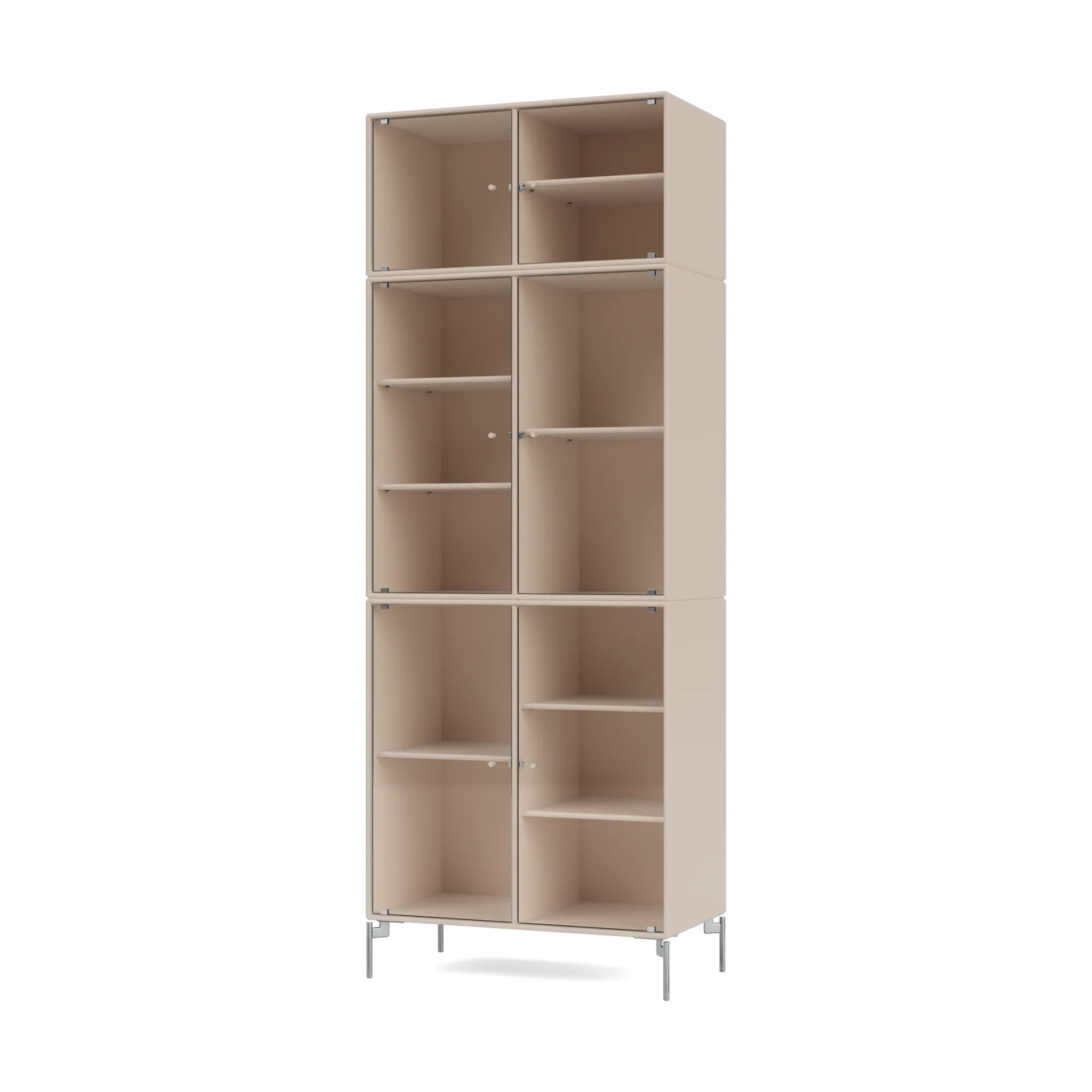 Ripple IV Vitrinenschrank 69,6x187,2x38 cm, Clay-Beine chrome Montana