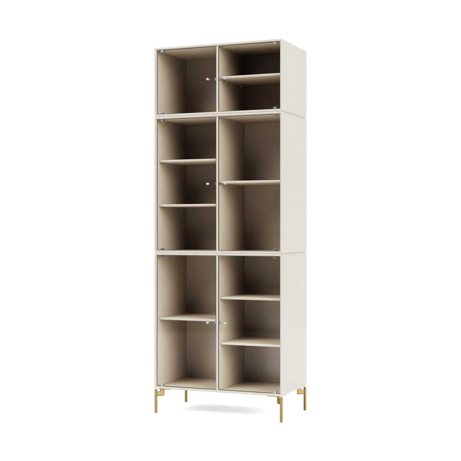 Ripple IV Vitrinenschrank 69,6x187,2x38 cm, Oat-Beine brass Montana