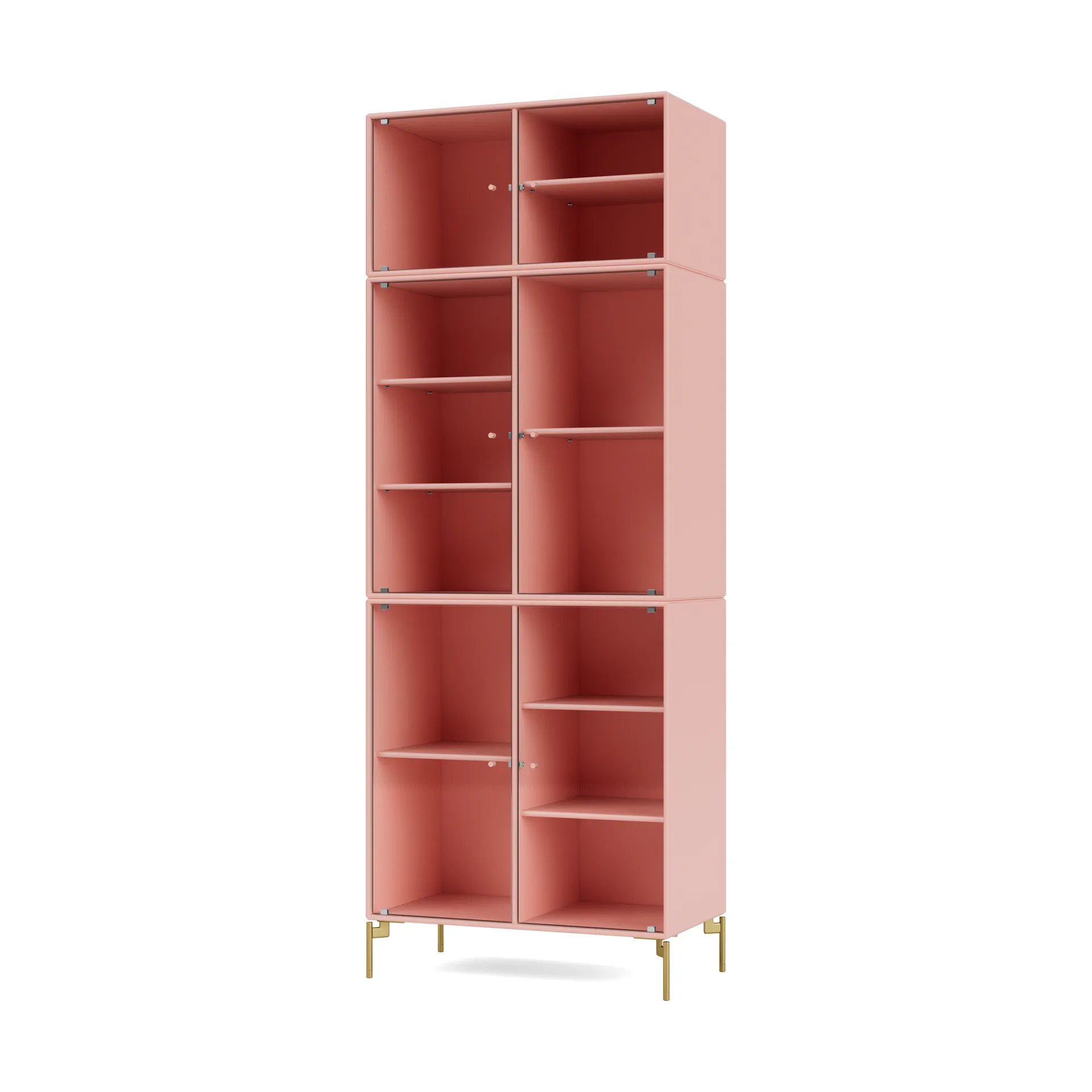 Ripple IV Vitrinenschrank 69,6x187,2x38 cm, Ruby-Beine brass Montana