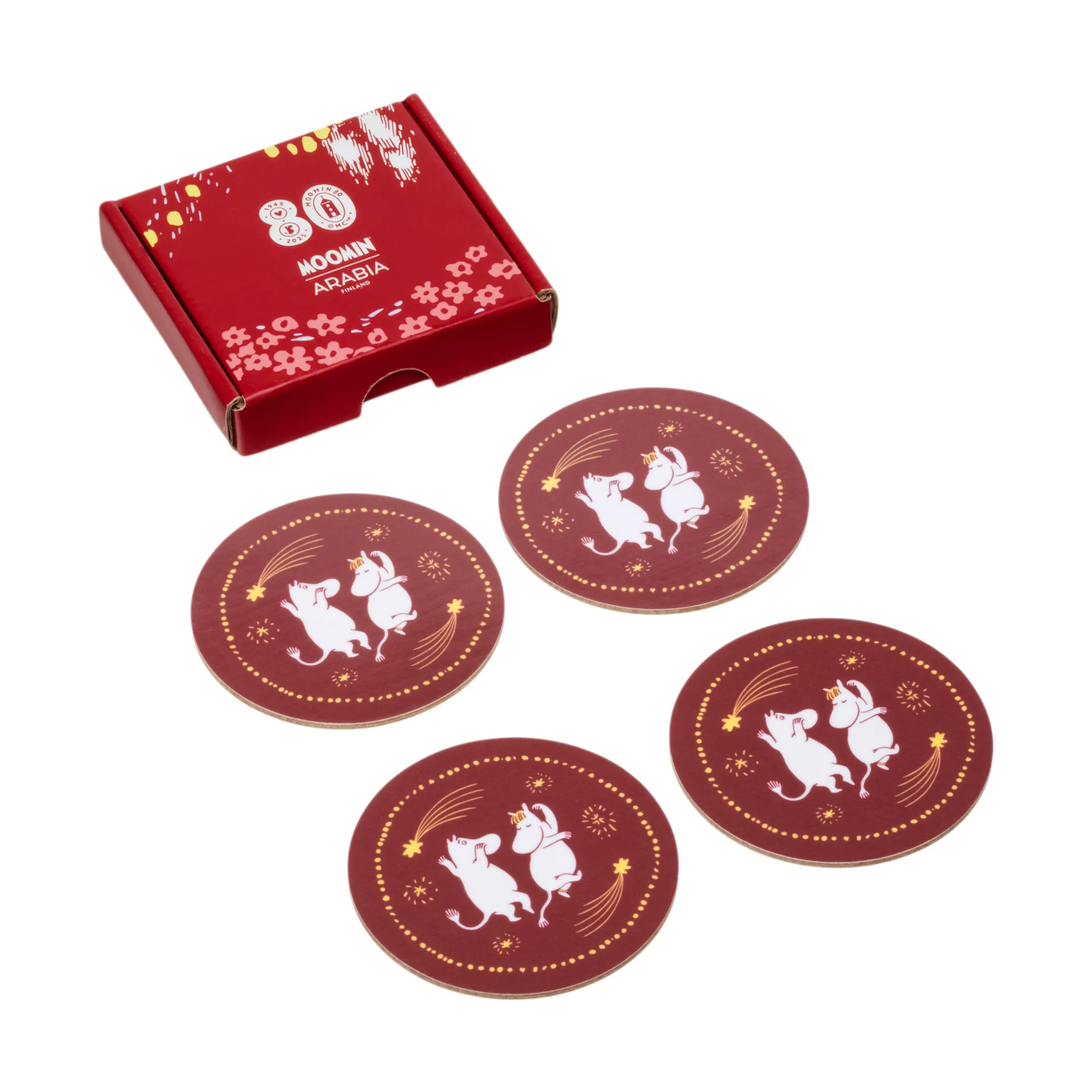 Festive Moments Mumin Glasuntersetzer 4er-Pack, Ø9 cm Moomin Arabia