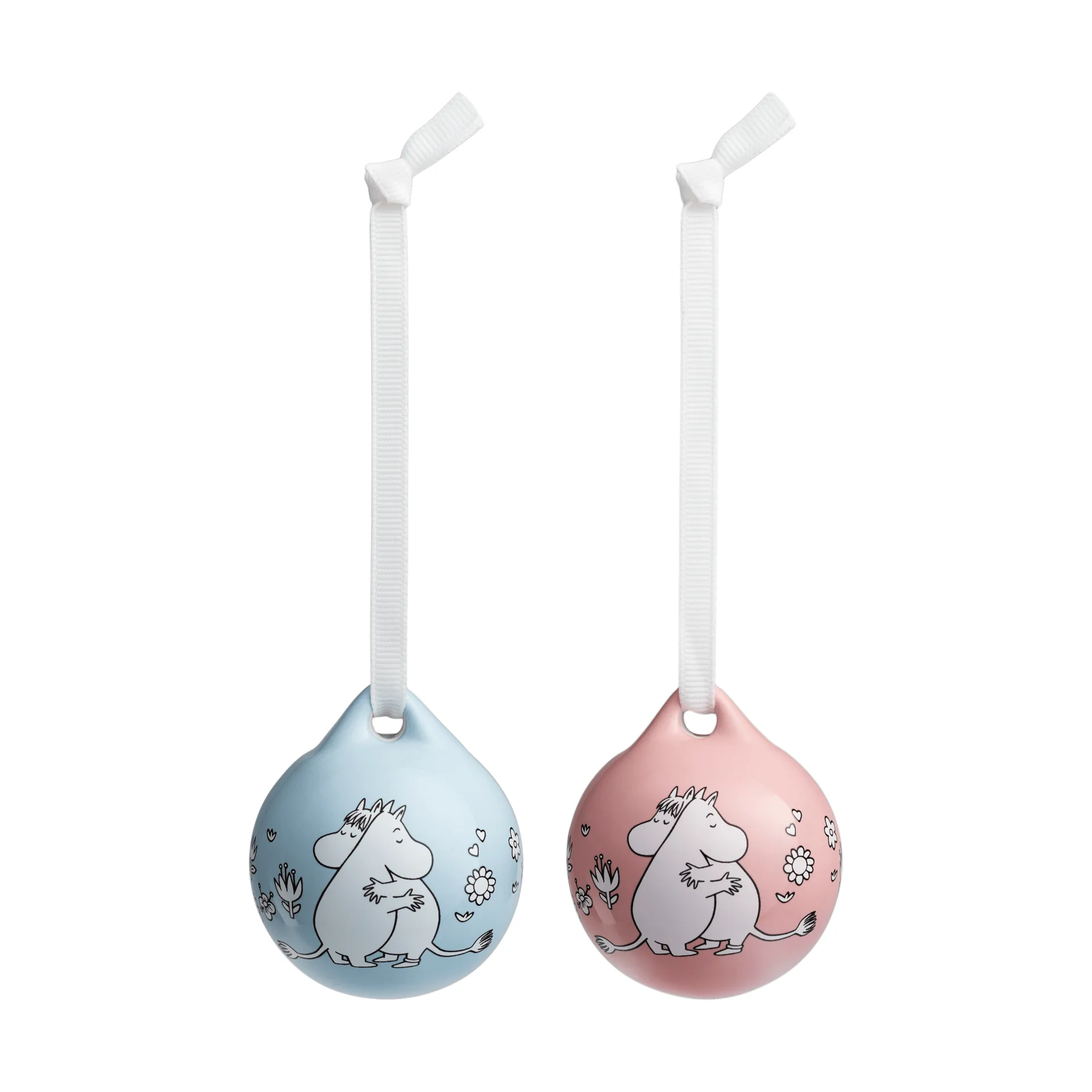 Kärlek Mumin-Weihnachtskugel, Rosa-Blau, 5 cm, 2-teilig Moomin Arabia