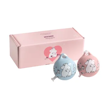 Kärlek Mumin-Weihnachtskugel - Rosa-Blau, 5 cm, 2-teilig - Moomin Arabia
