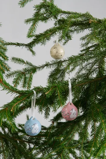 Kärlek Mumin-Weihnachtskugel - Rosa-Blau, 5 cm, 2-teilig - Moomin Arabia