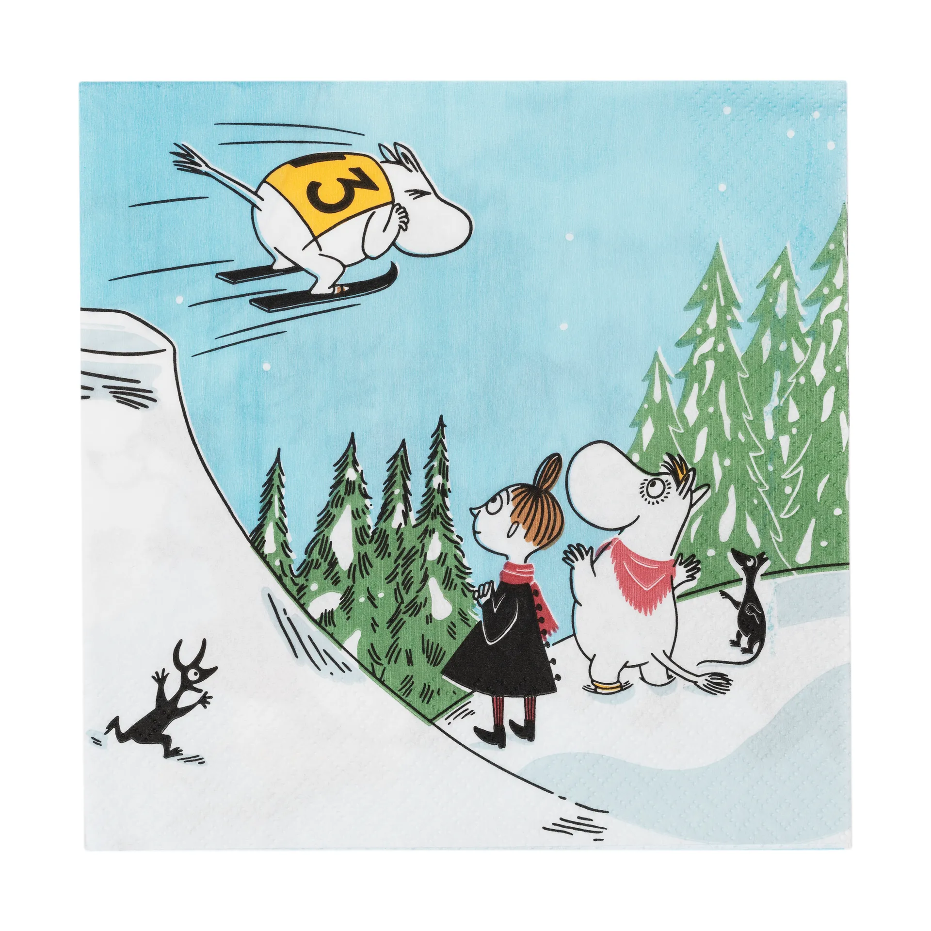 Moomin Serviette 33x33cm, Skispringen  Moomin Arabia