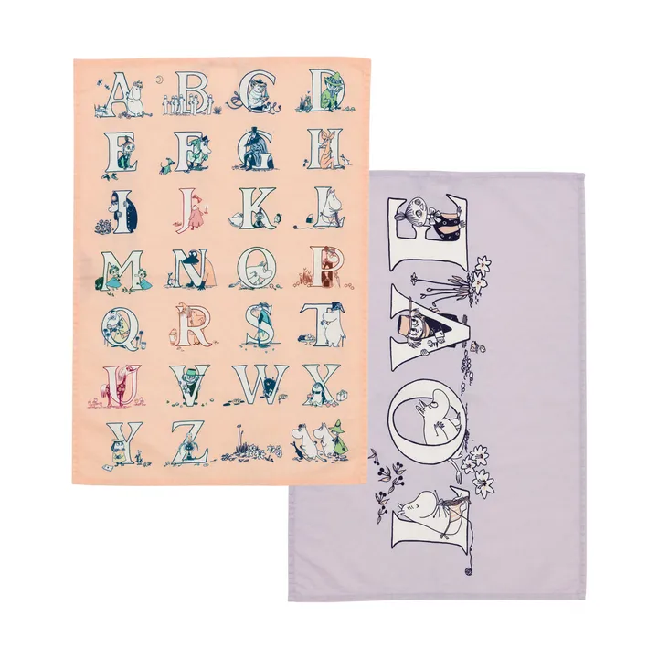 Mumin Küchenhandtuch 50x70 cm 2 Teile - Alphabet - Moomin Arabia