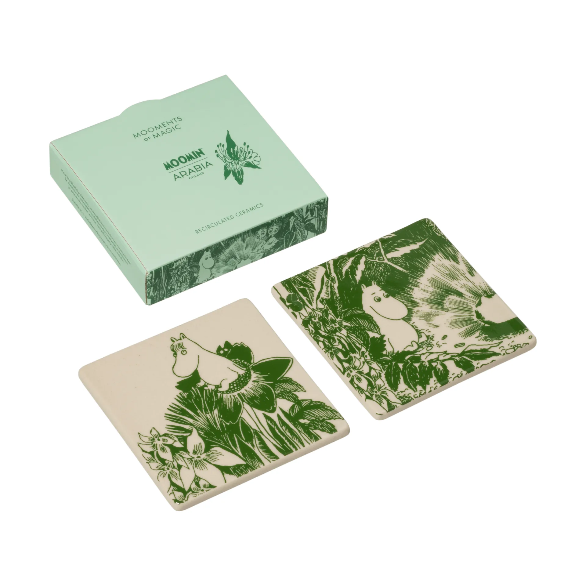 Mystischer Wald Mumin Glasuntersetzer, Grün, 10x10 cm, 2er-Pack Moomin Arabia