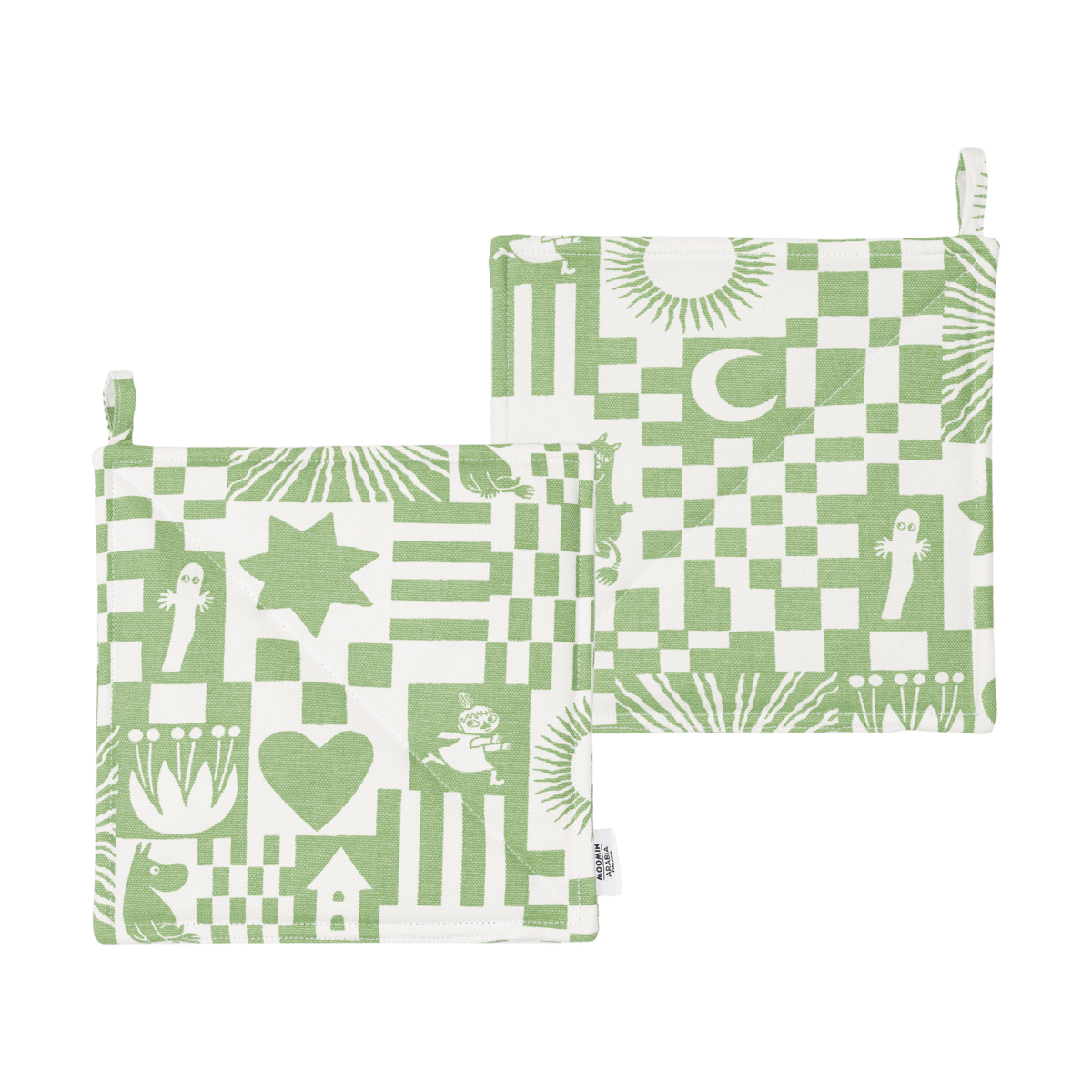 Moomin Arabia Party Mumin Topflappen 22x22 cm 2er-Pack Grün
