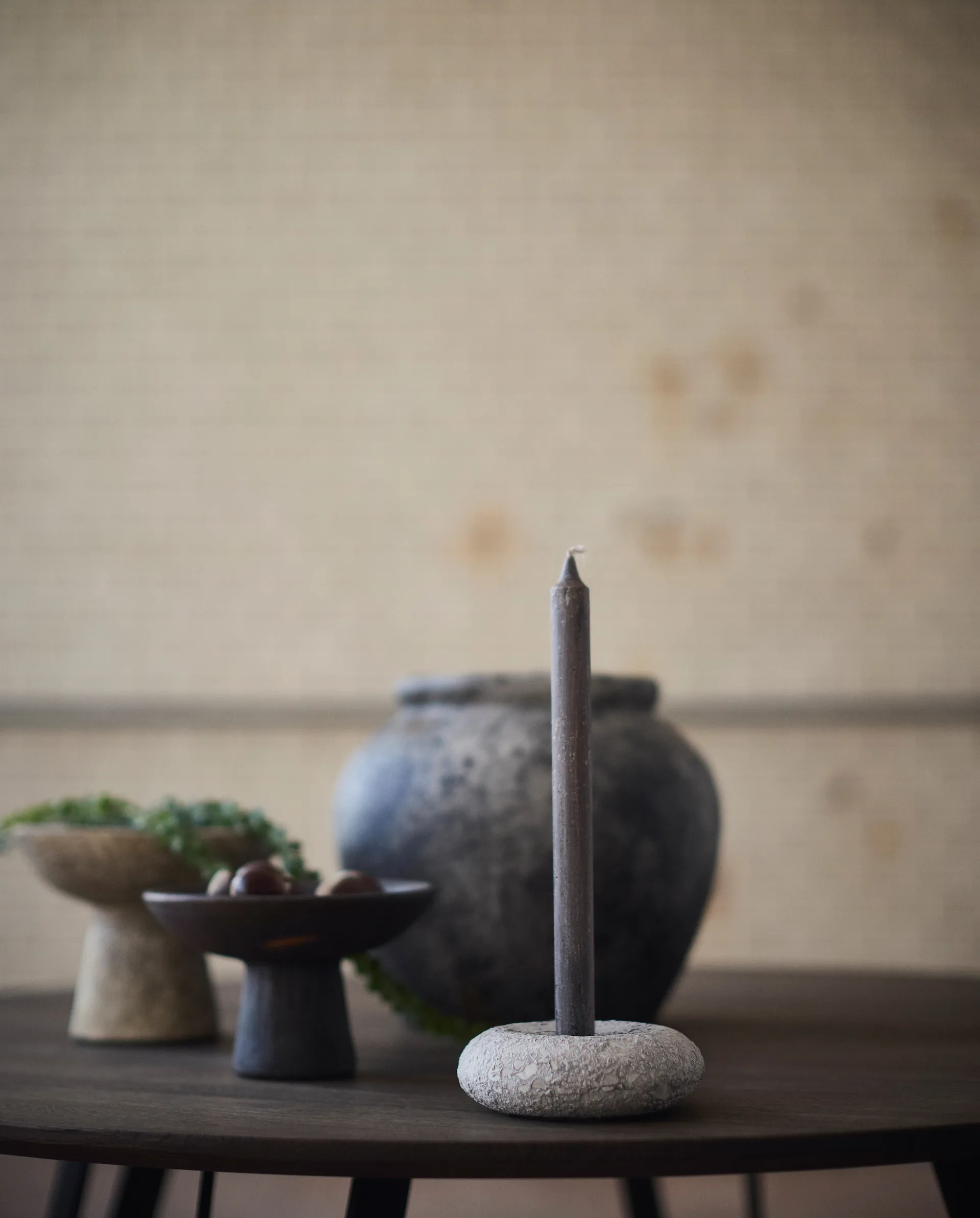 Luna Kerzenhalter, Grey, Ø13×4,8 cm MUUBS