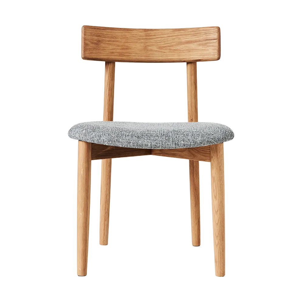 Tetra Stuhl mit Sitz, Betonfarbener Stoff-Eiche natur geölt MUUBS