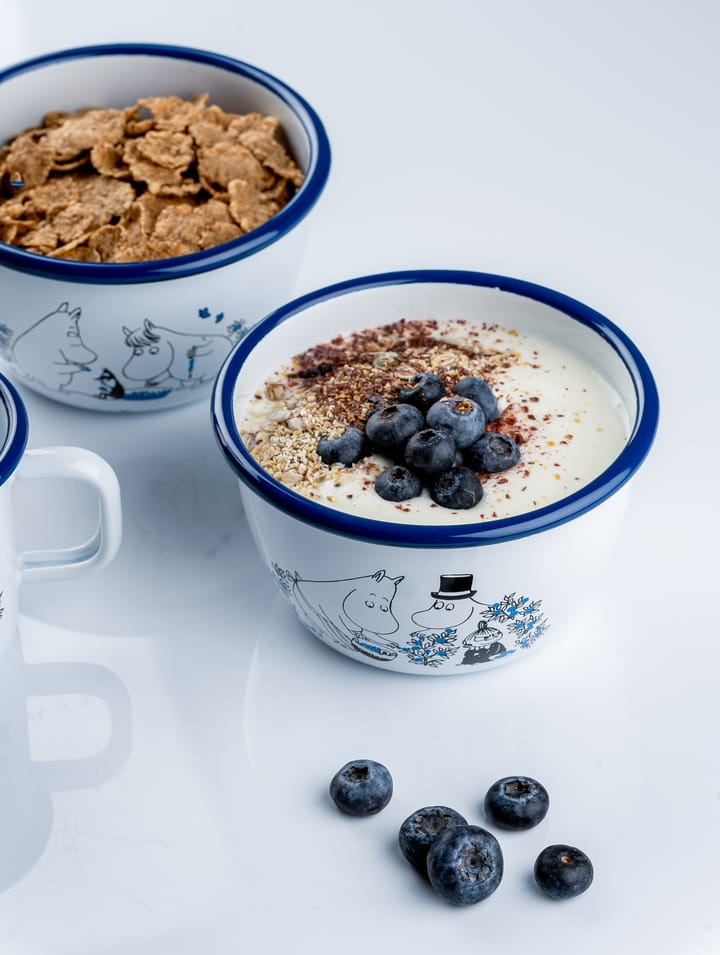 Blueberries Emaille Schale 60cl, Weiß Muurla
