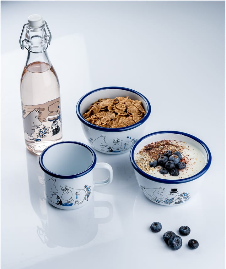 Blueberries Emaille Schale 60cl, Weiß Muurla