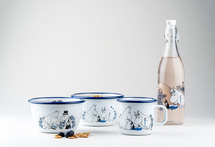 Blueberries Emaille Tasse 37cl, Weiß Muurla