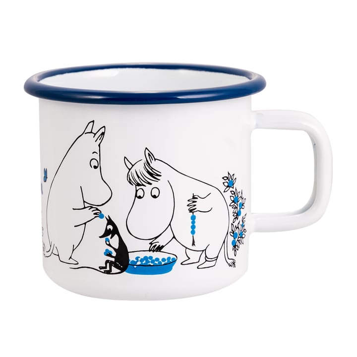 Blueberries Emaille Tasse 37cl - Weiß - Muurla