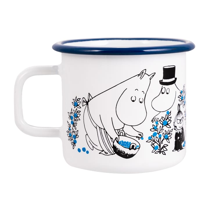 Blueberries Emaille Tasse 37cl, Weiß Muurla