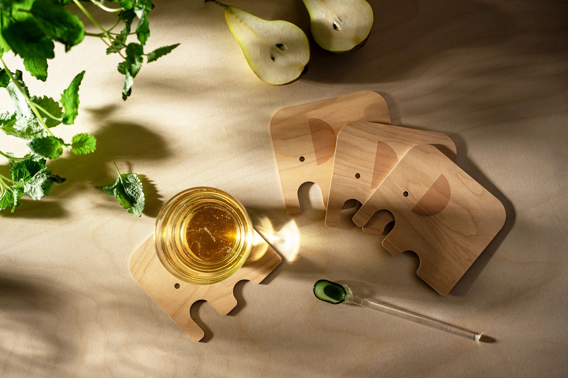 Elephant Glasuntersetzer 11x10 cm, Green Muurla