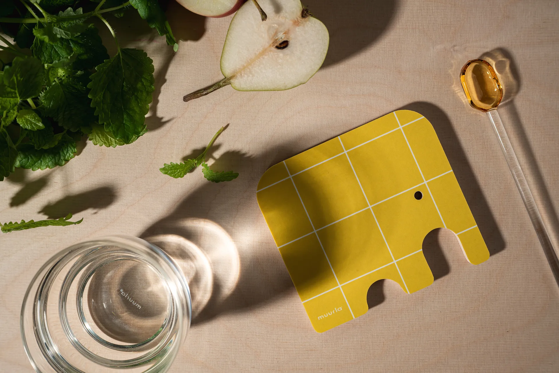 Elephant Glasuntersetzer 11x10 cm, Yellow Muurla