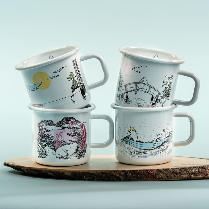 Gone fishing Emailletasse 37cl, Weiß Muurla