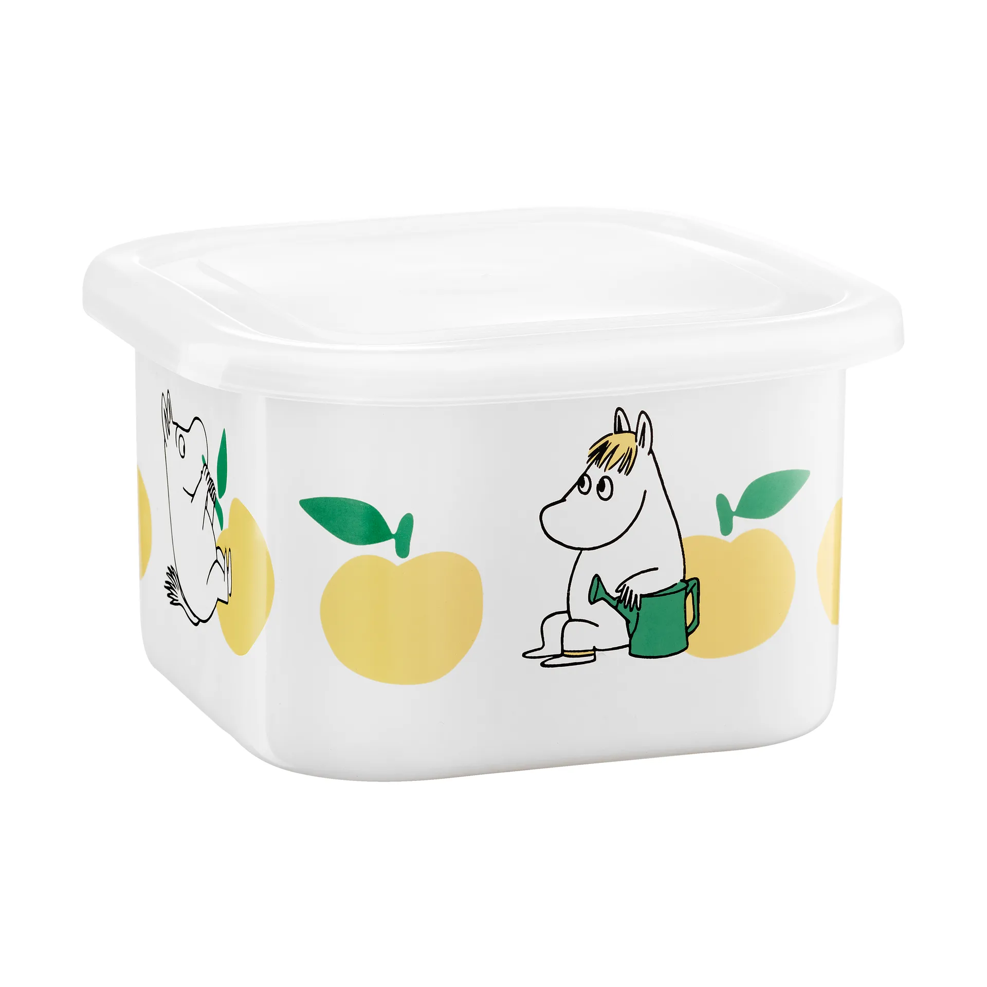 Mumin Emailldose mit Deckel 1 L, Joyfull Apples-Gelb Muurla