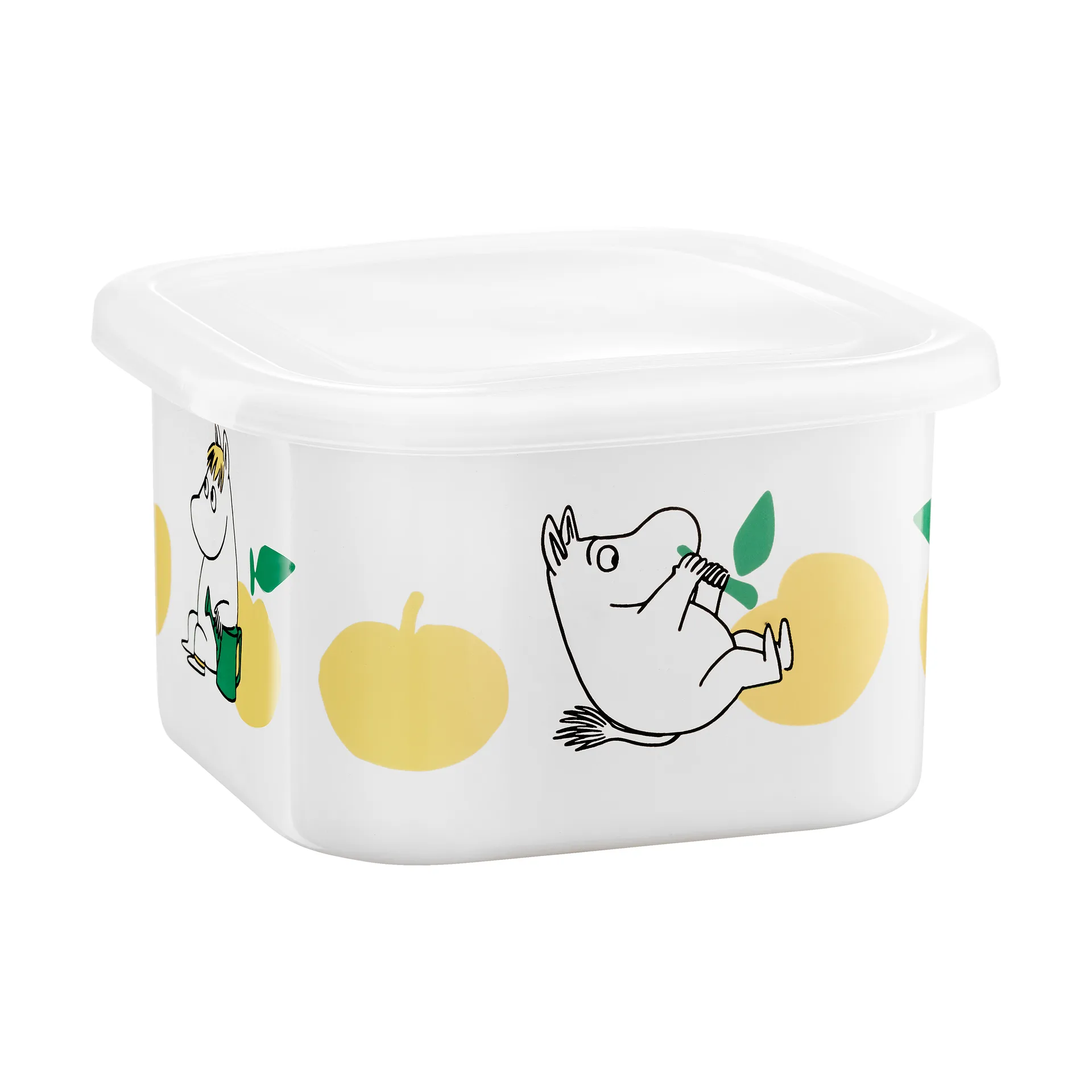 Mumin Emailldose mit Deckel 1 L, Joyfull Apples-Gelb Muurla