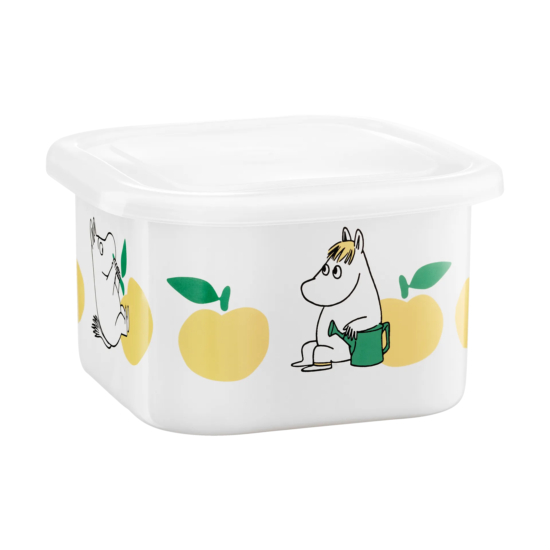 Mumin Emailldose mit Deckel 1 L, Joyfull Apples-gul Muurla