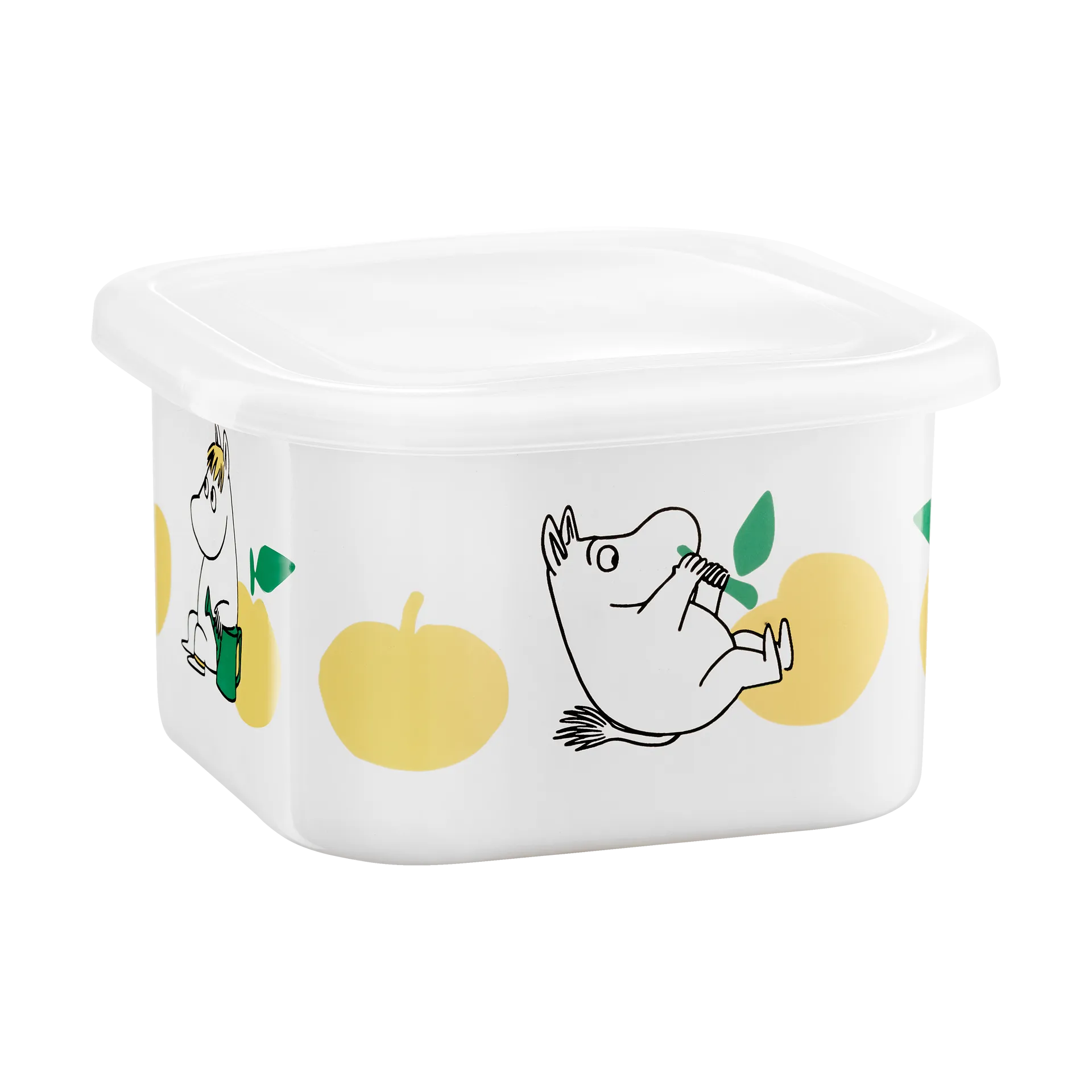 Mumin Emailldose mit Deckel 1 L, Joyfull Apples-gul Muurla