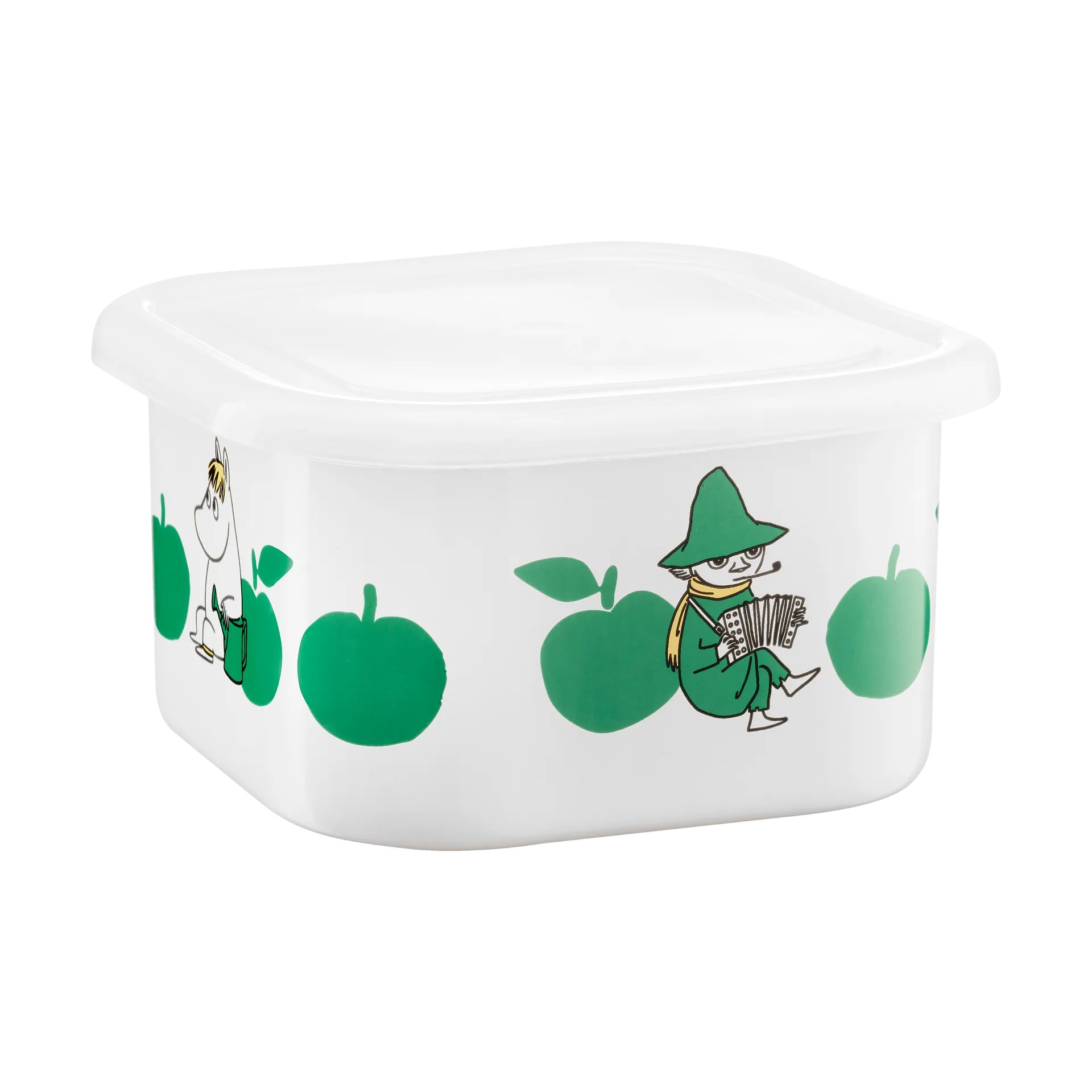 Mumin Emailldose mit Deckel 1,5 L, Joyfull Apples-grön Muurla