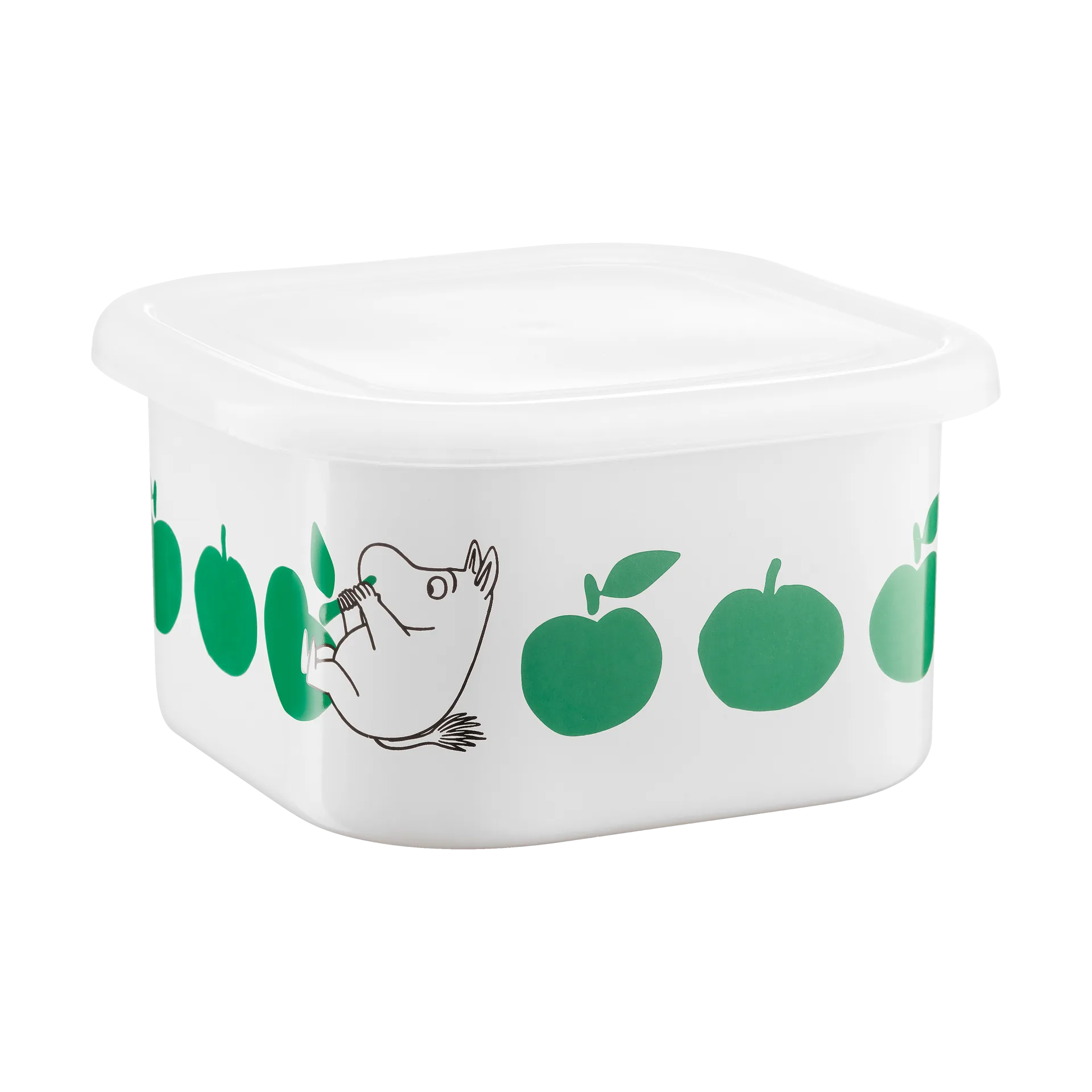 Mumin Emailldose mit Deckel 1,5 L, Joyfull Apples-grön Muurla