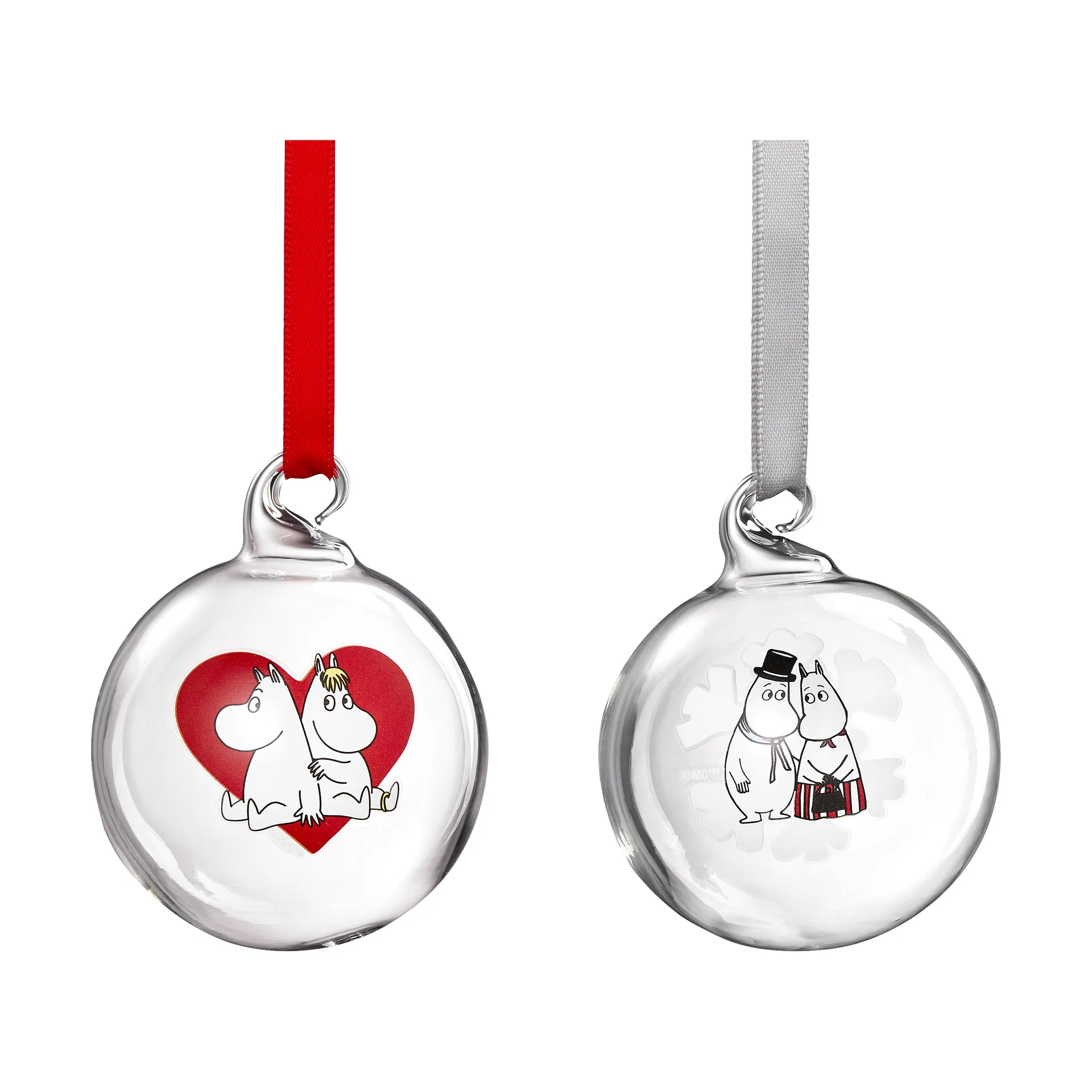 Mumin Weihnachtsbaumkugel Ø5 cm 2-teilig, Heart-snowflake Muurla