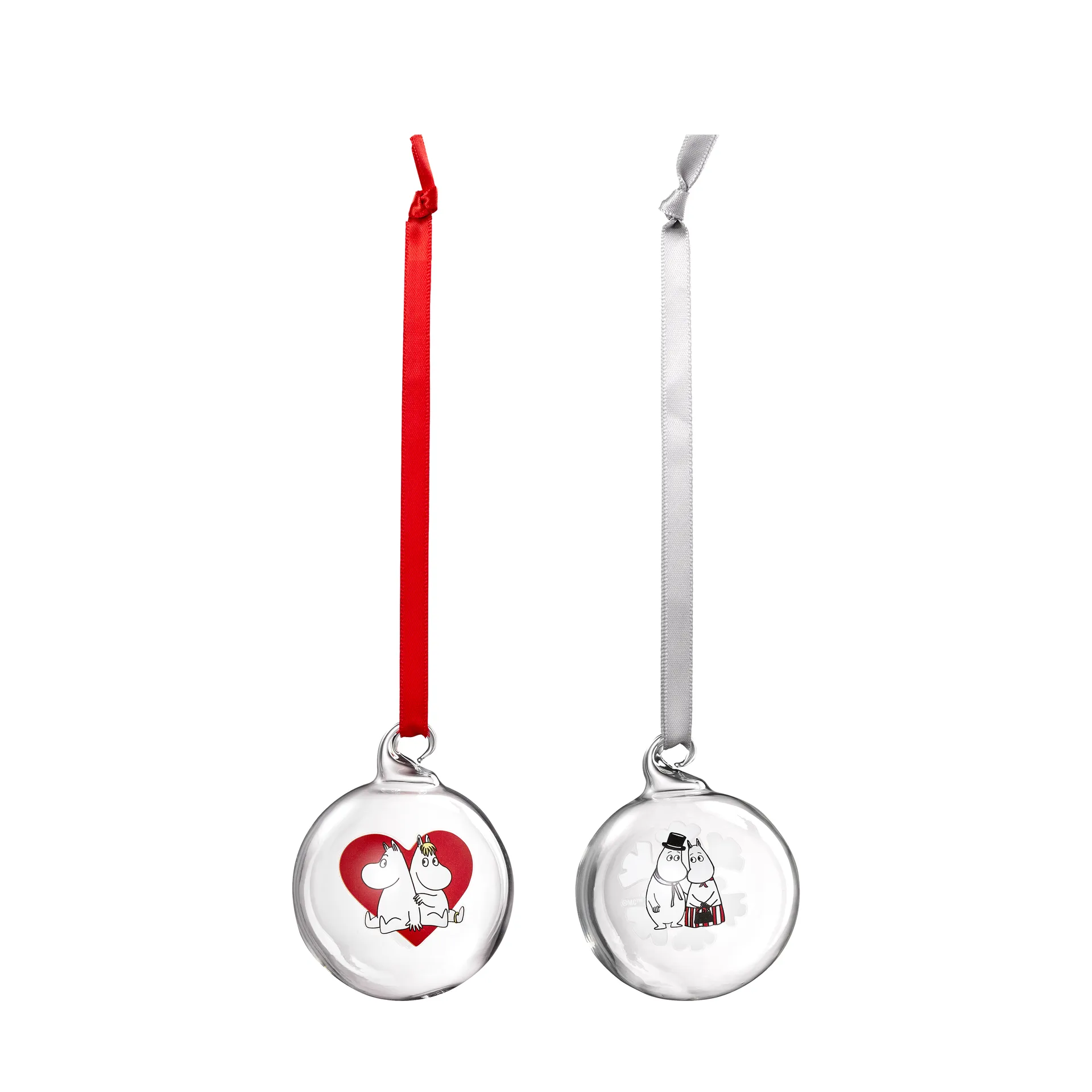 Mumin Weihnachtsbaumkugel Ø5 cm 2-teilig, Heart-snowflake Muurla