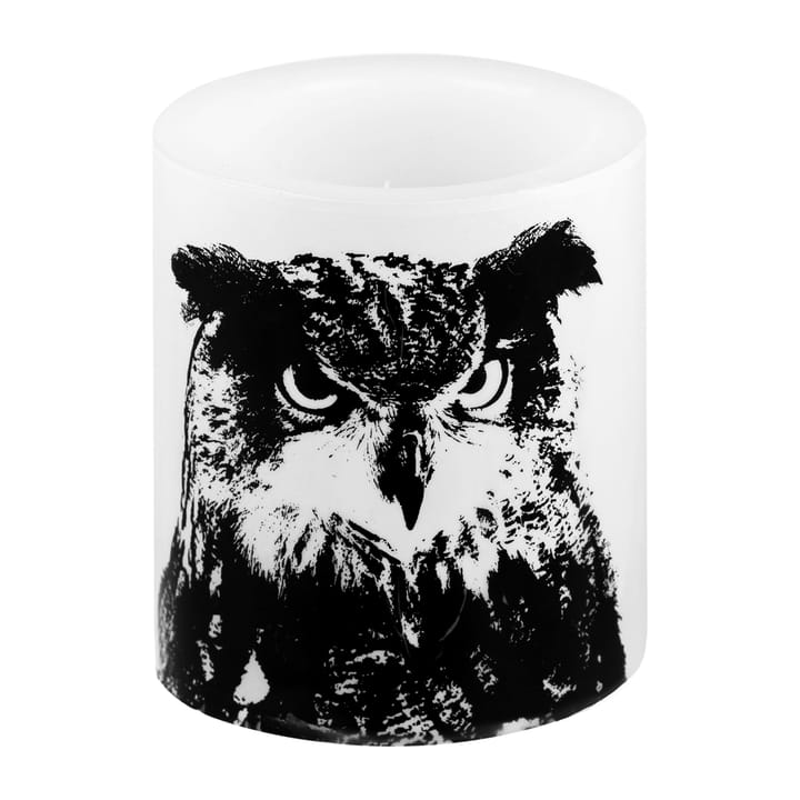 Nordic The Eagle Owl Blockkerze 12cm - weiß-schwarz - Muurla