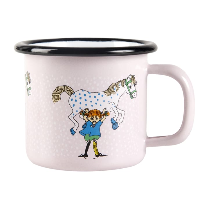 Pippi and the horse Emaillierter Becher 1,5 dl - Light Pink - Muurla