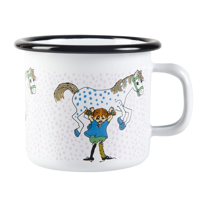 Pippi and the horse Emaillierter Becher 2,5 dl - White - Muurla