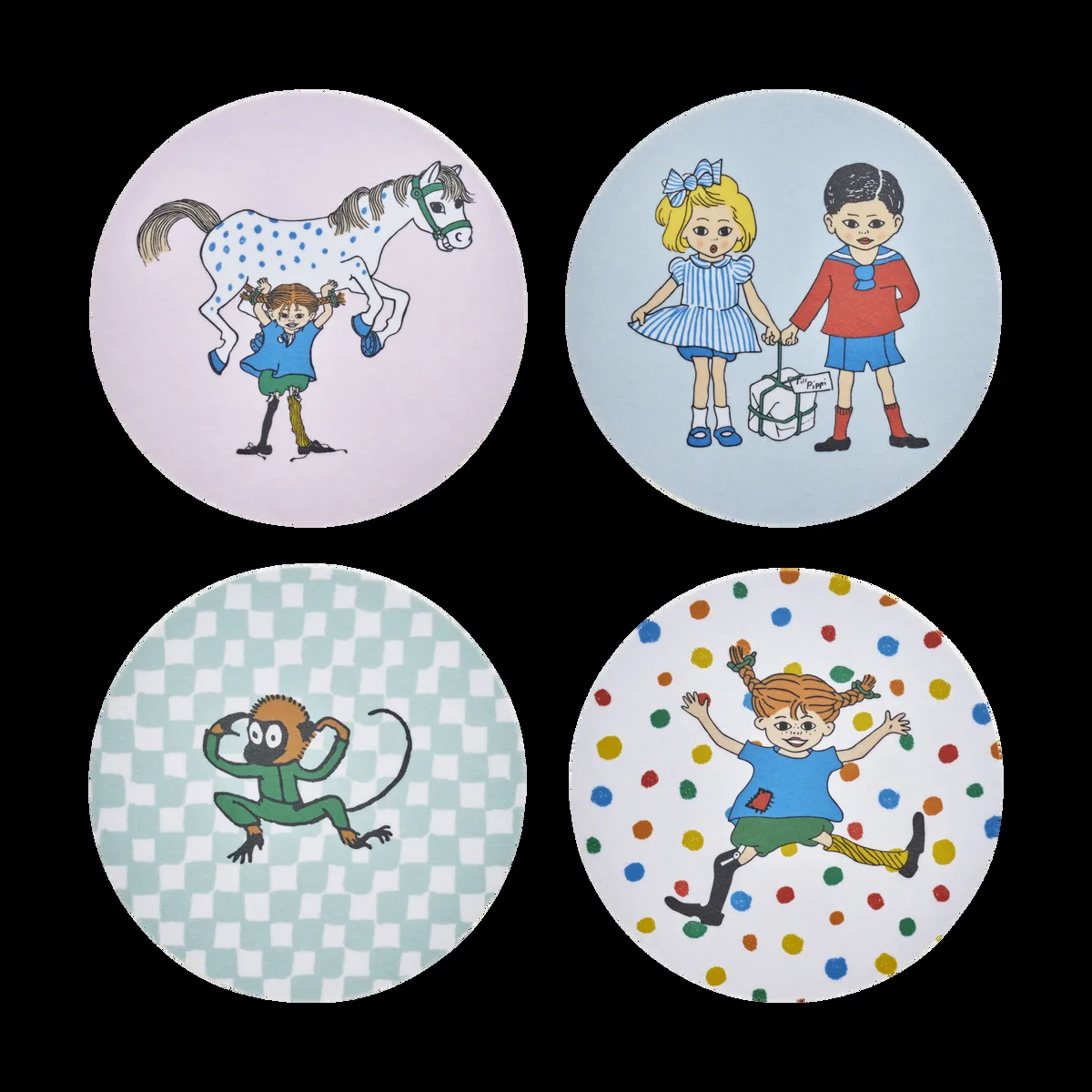 Muurla Pippi Glasuntersetzer 4 Teile Hoppsansa