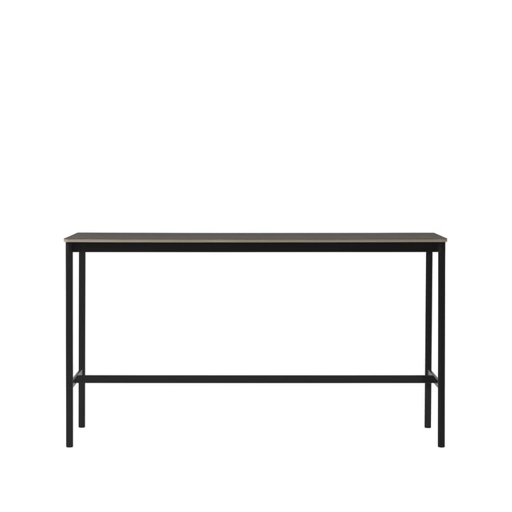 Base High Bartisch - Black linoleum, Schwarzes Gestell, plywoodkant, b50 l190 h105 - Muuto