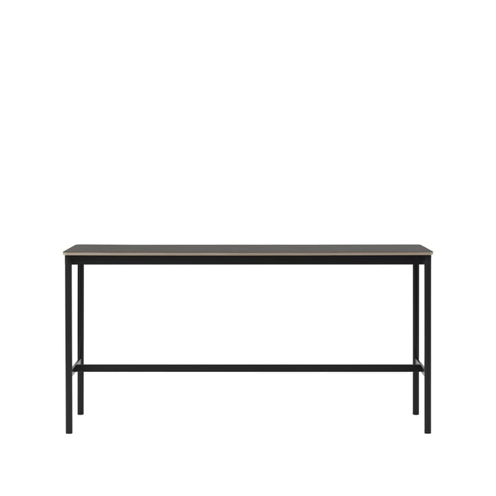 Base High Bartisch - Black linoleum, Schwarzes Gestell, plywoodkant, b50 l190 h95 - Muuto