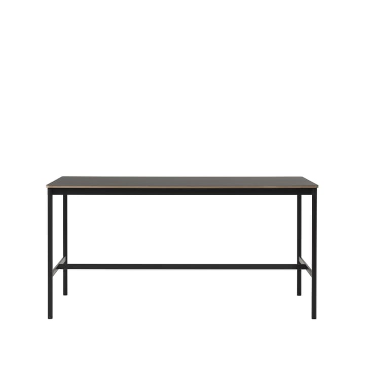 Base High Bartisch - Black linoleum, Schwarzes Gestell, plywoodkant, b85 l190 h95 - Muuto