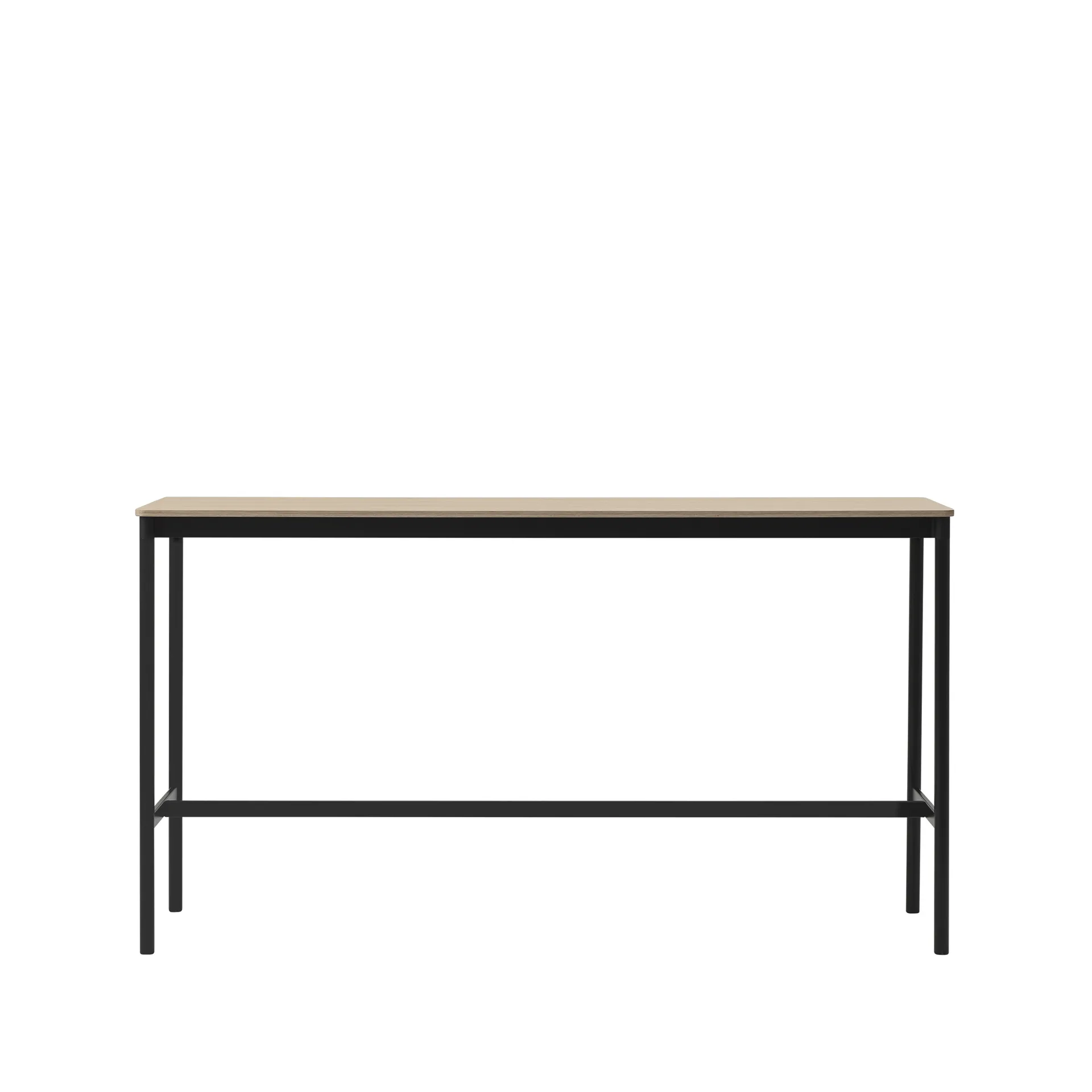 Base High Bartisch, Oak, Schwarzes Gestell, plywoodkant, b50 l190 h105 Muuto