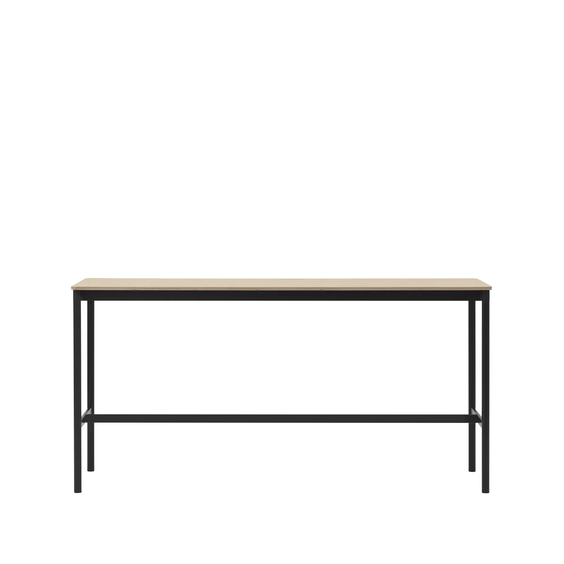 Base High Bartisch, Oak, Schwarzes Gestell, plywoodkant, b50 l190 h95 Muuto