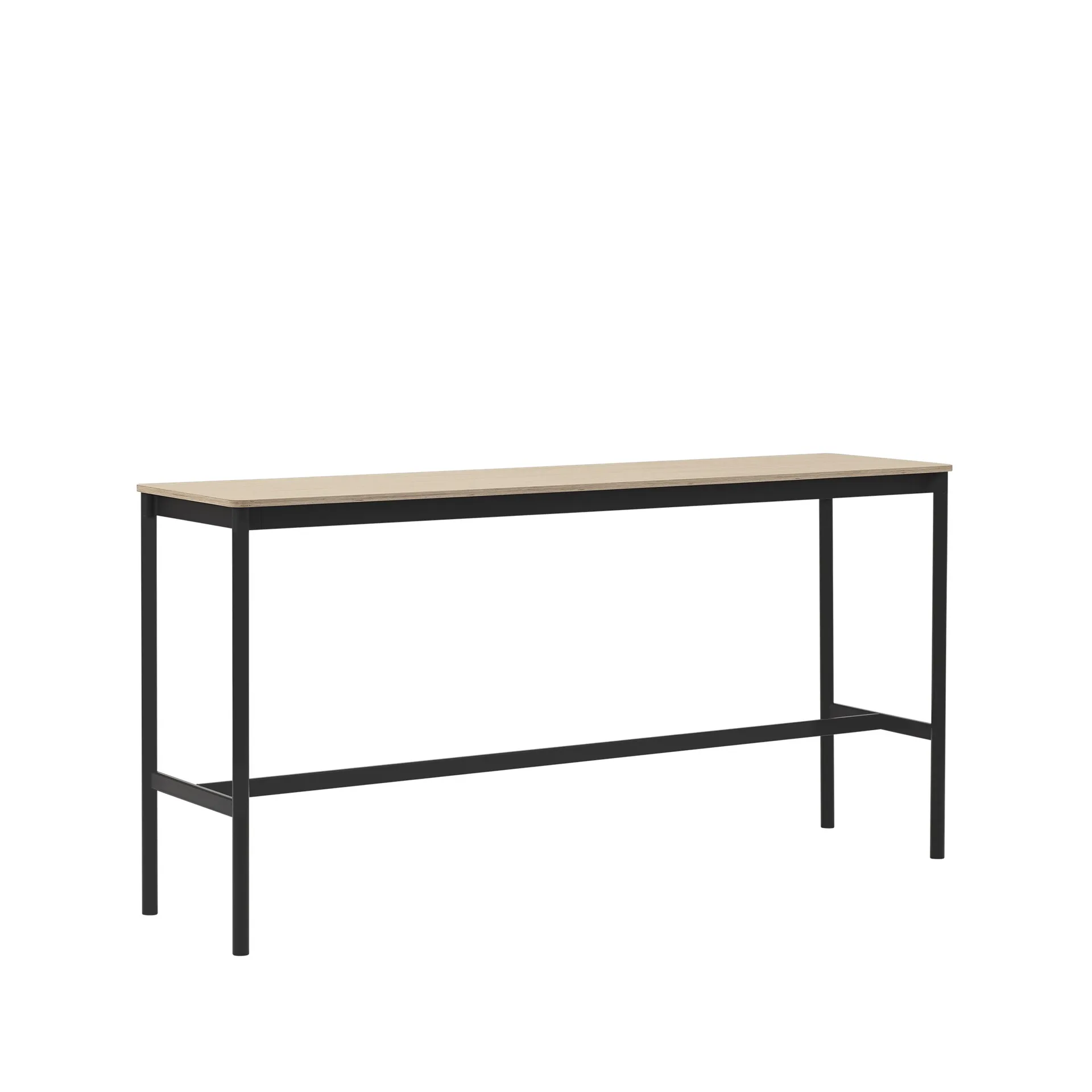 Base High Bartisch, Oak, Schwarzes Gestell, plywoodkant, b50 l190 h95 Muuto