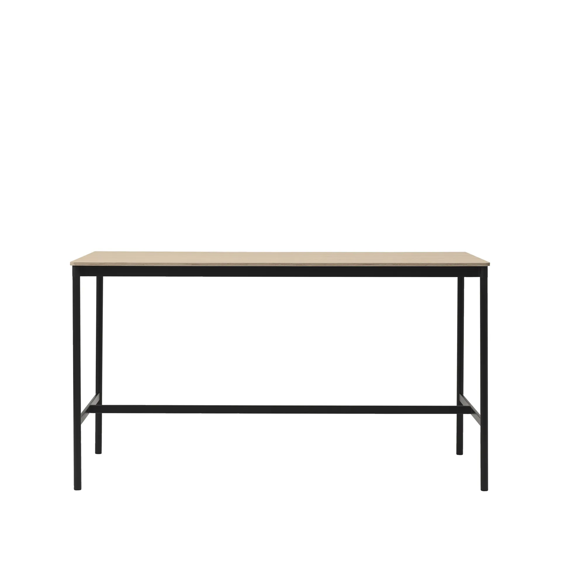 Base High Bartisch, Oak, Schwarzes Gestell, plywoodkant, b85 l190 h105 Muuto