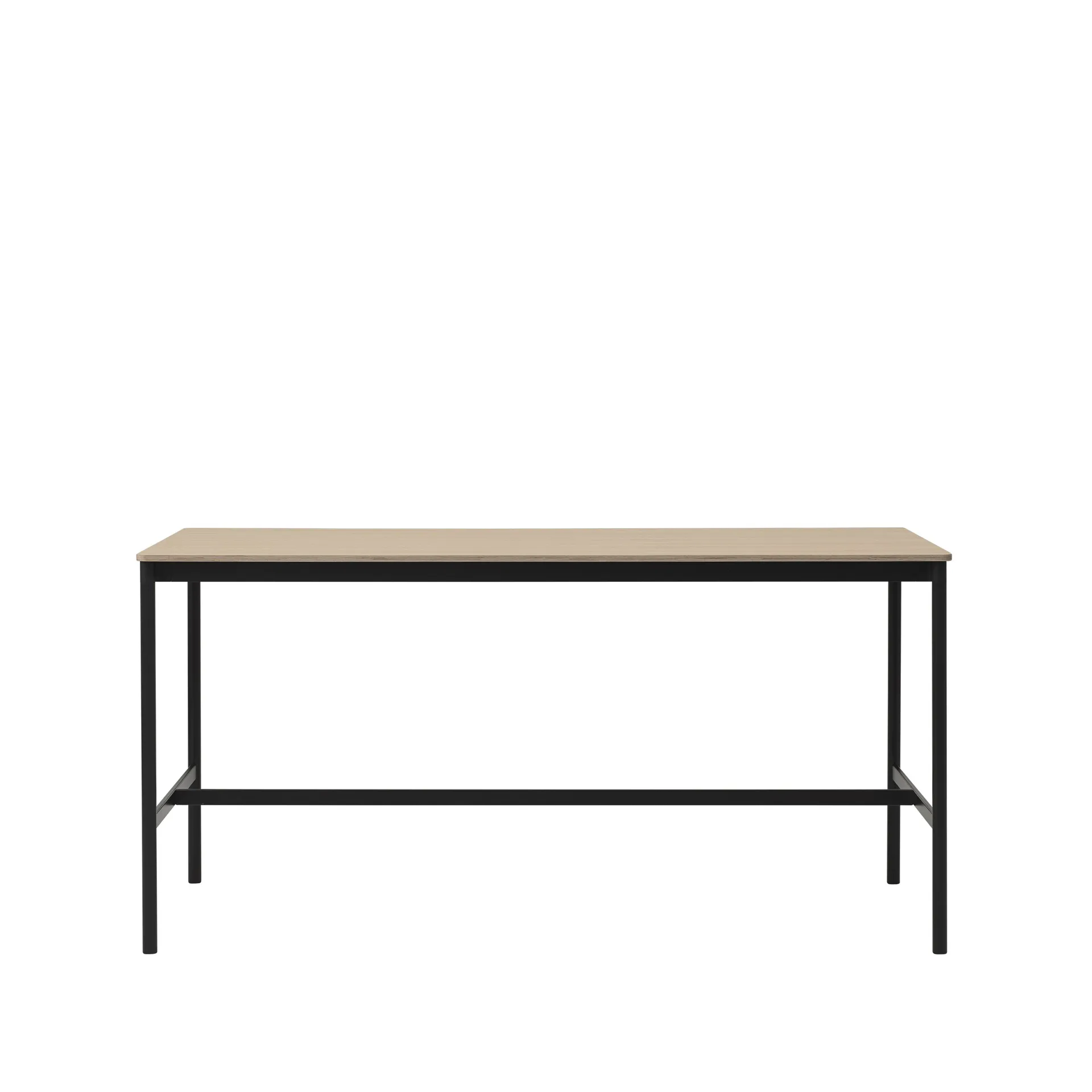 Base High Bartisch, Oak, Schwarzes Gestell, plywoodkant, b85 l190 h95 Muuto