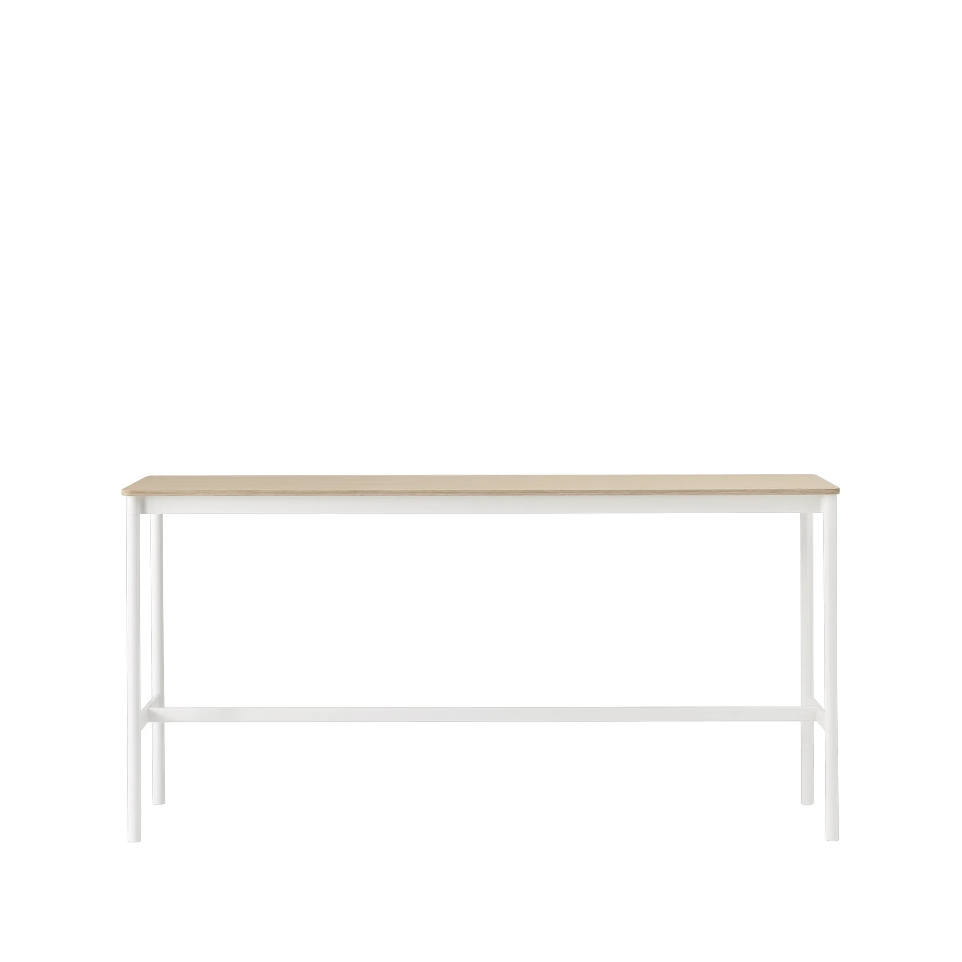 Base High Bartisch, Oak, Weißes Gestell, plywoodkant, b50 l190 h95 Muuto