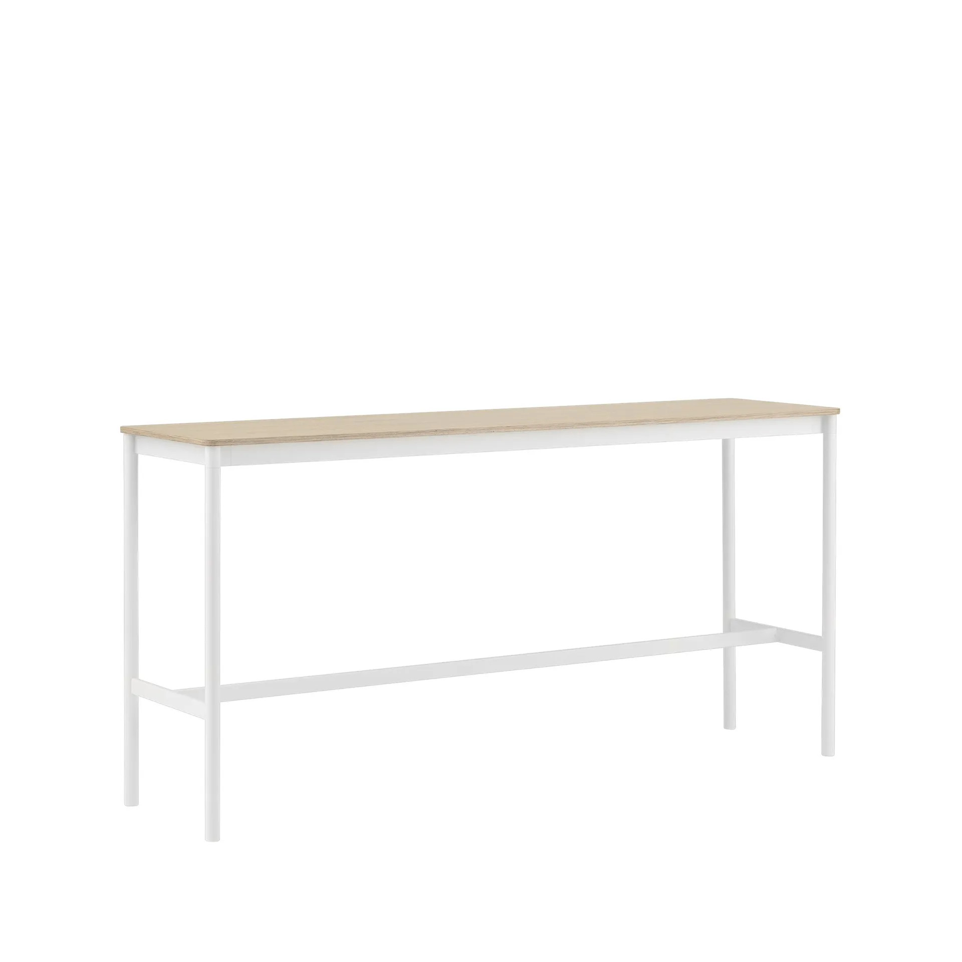 Base High Bartisch, Oak, Weißes Gestell, plywoodkant, b50 l190 h95 Muuto