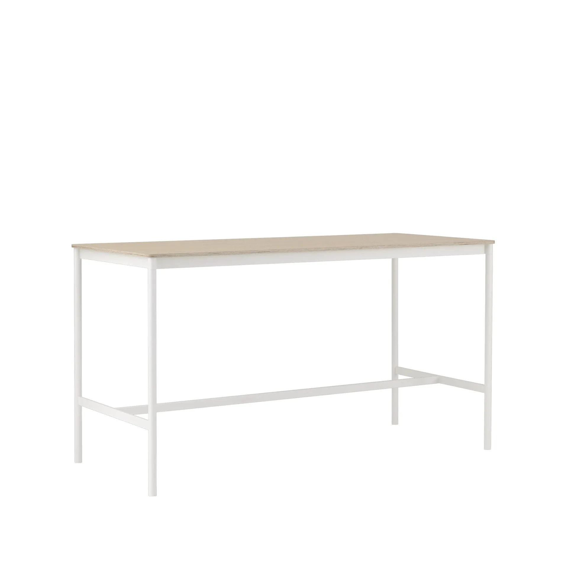 Base High Bartisch, Oak, Weißes Gestell, plywoodkant, b85 l190 h105 Muuto