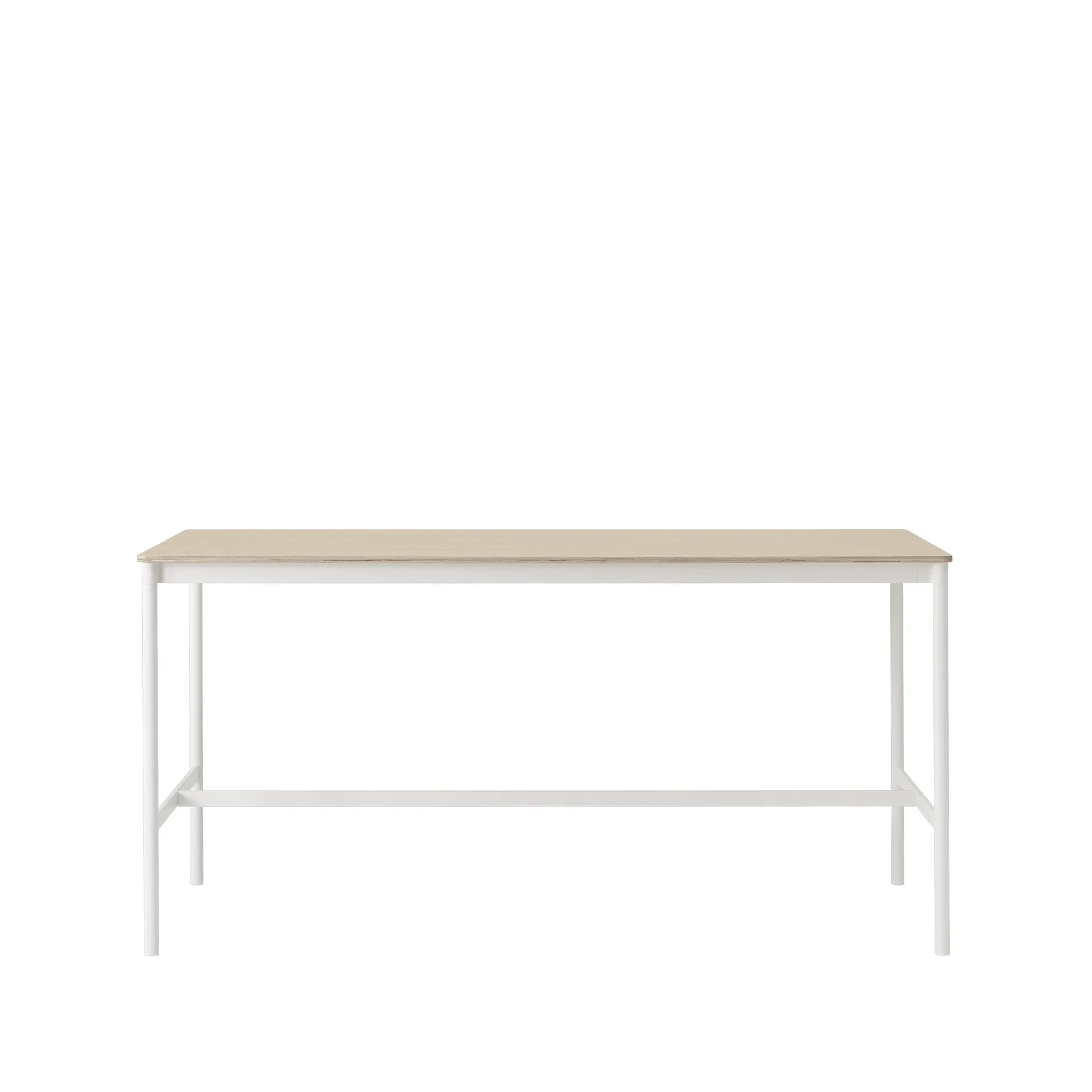 Base High Bartisch, Oak, Weißes Gestell, plywoodkant, b85 l190 h95 Muuto