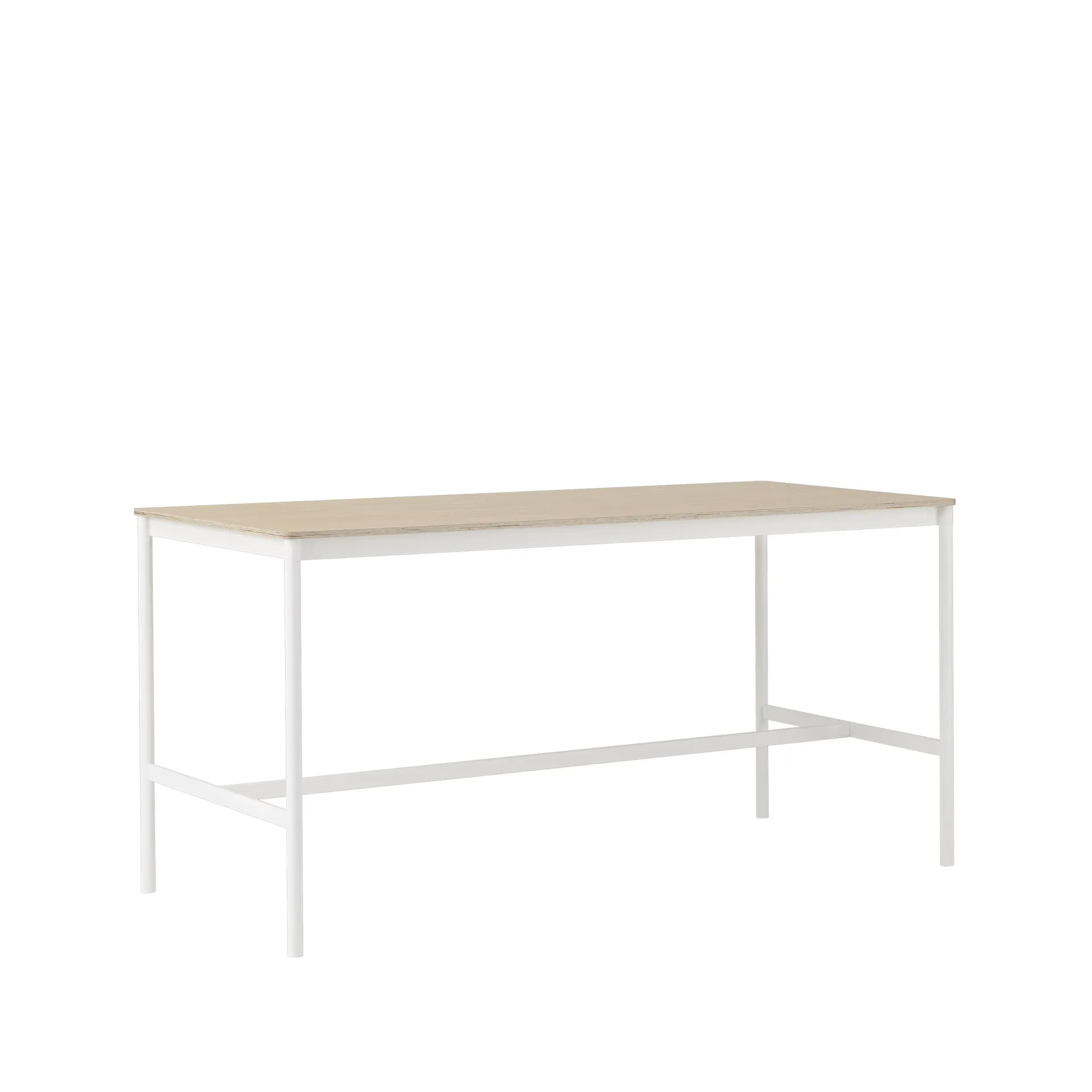 Base High Bartisch, Oak, Weißes Gestell, plywoodkant, b85 l190 h95 Muuto